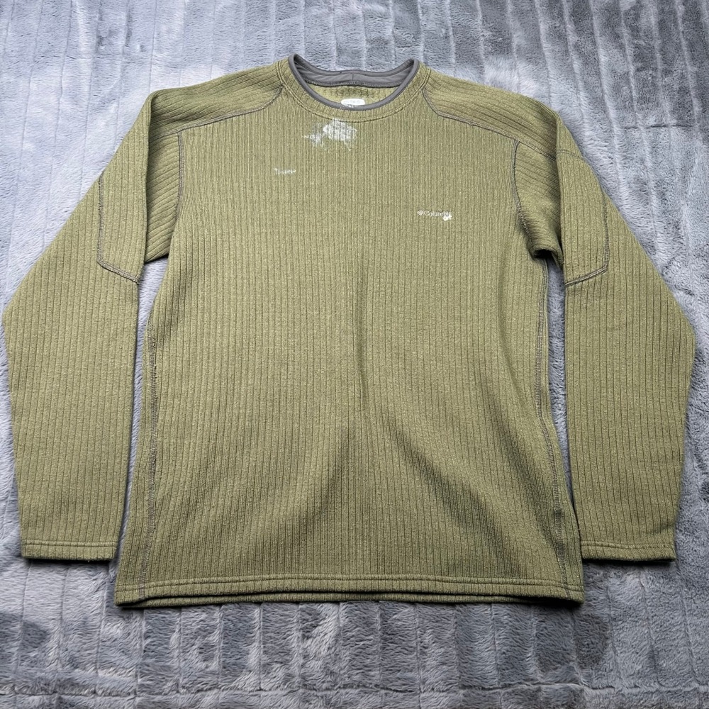 Columbia GRT Mens Olive Green Waffle Knit Fleece Lined Base Layer Shirt XM6872